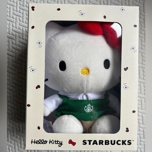 Starbucks Hello Kitty Plush with Red Bow and Green Apron
